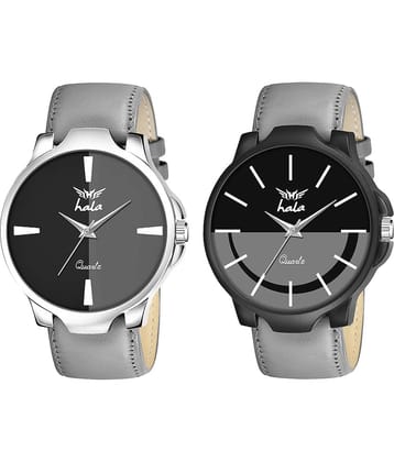 Hala Light Grey Leather Analog Men's Watch