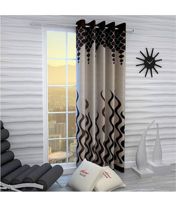 Home Sizzler Single Window Semi-Transparent Eyelet Polyester Curtains Brown