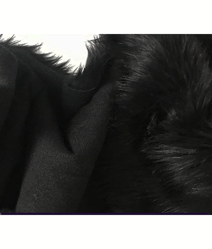 PRANSUNITA Soft Long Hair Fur Cloth : Size - 38" x 32" Inches : Length 9cm Approx.| Black | for Used in Dresses, Decorations, Art and Craft, Photo , Selfie Props , toys making and other Crafting work