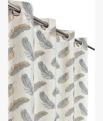 Kraftiq Homes Floral Semi-Transparent Eyelet Curtain 9 ft ( Pack of 1 ) - Multicolor
