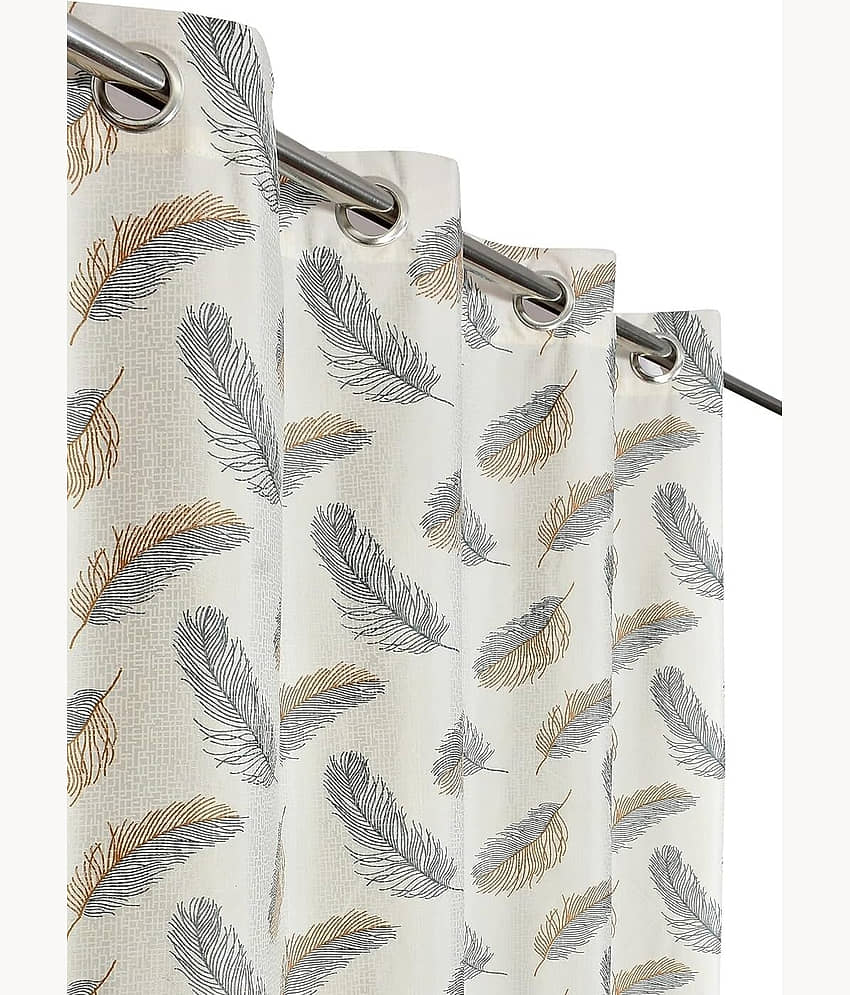 Kraftiq Homes Floral Semi-Transparent Eyelet Curtain 9 ft ( Pack of 1 ) - Multicolor