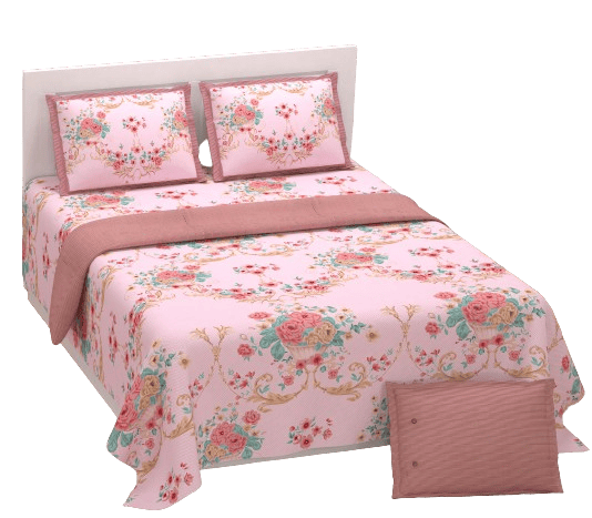 3001-Hometrade India-Standard King Size (90*108 Inches) Double Bedsheet With 2 Pillow Cover-RJ-14-Jaipur lining-3458