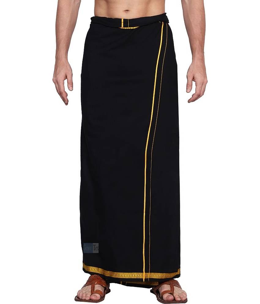 GOWRI TEX Black Cotton Blend Men's Dhoti ( Pack of 1 )