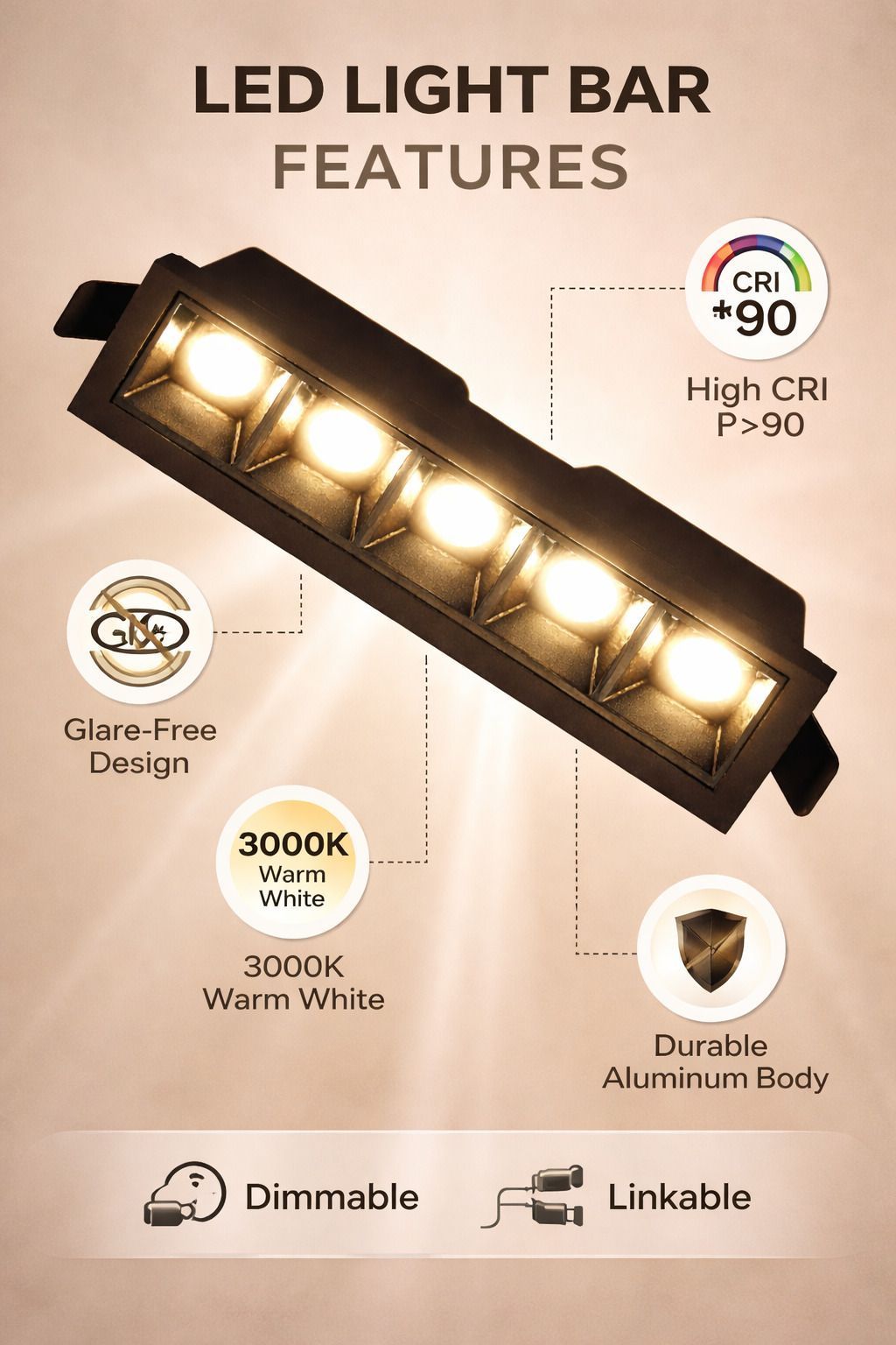 SPARKWORLD Rectangular 3x2W LED Spot Light Spot Light Ceiling Lamp (Black) | Colour: 10W