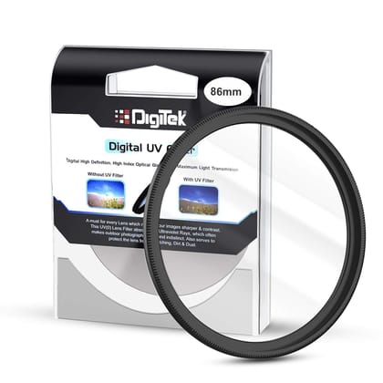 Digitek UV-Protection Lens Filter (Filter with Slim Frame for DSLR Camera Lens Protection from UV Rays, Dust & Scratches)-UV 86MM