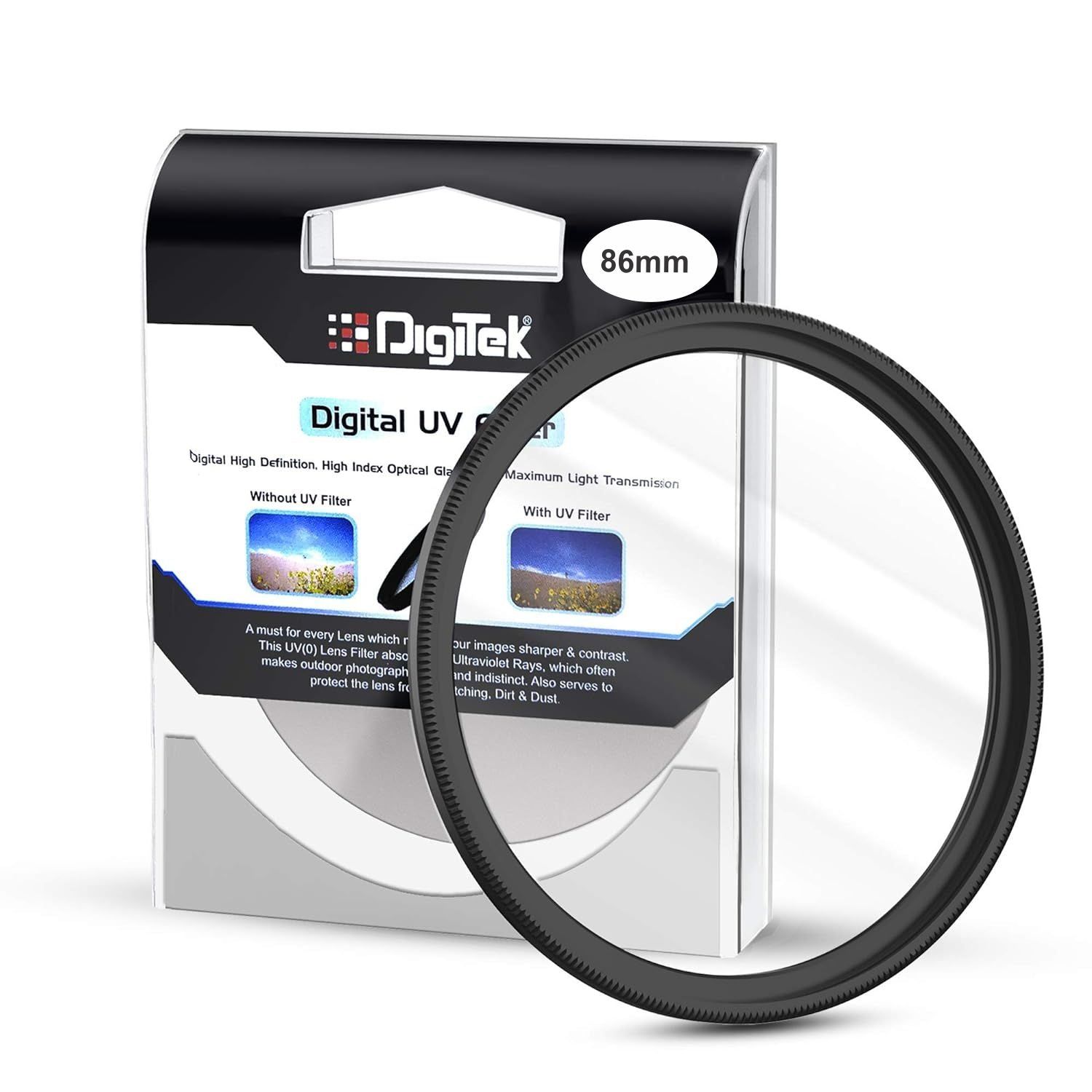 Digitek UV-Protection Lens Filter (Filter with Slim Frame for DSLR Camera Lens Protection from UV Rays, Dust & Scratches)-UV 86MM