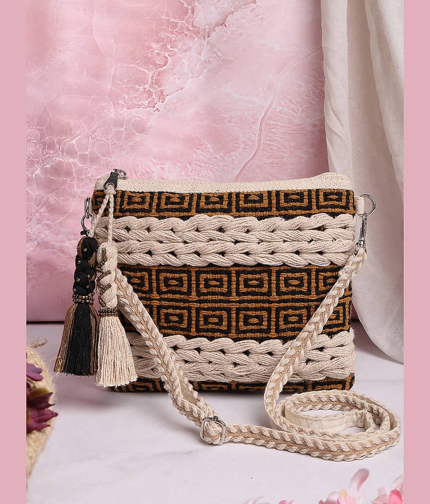 Anekaant Sling Bag Cotton Set of 1 ( Off White )