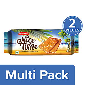 Britannia Nice Time - Sugar Showered Coconut Biscuits, 2x143 g Multipack