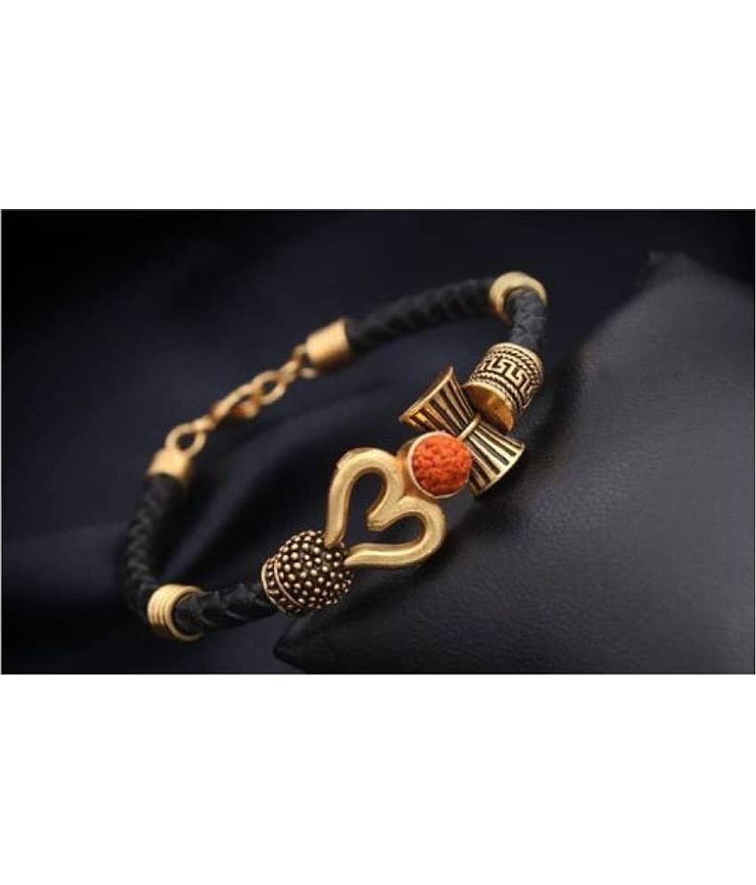 PAYSTORE Rudraksha OM Trishul Damroo Designer Oxidized Gold Bahubali  Kada Bracelet