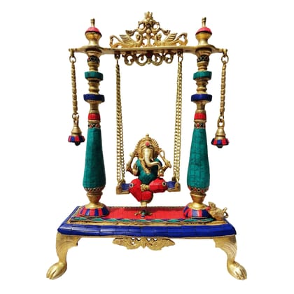 Brass Showpiece Ganesh Ji Jhula Statue (BSMAS375)