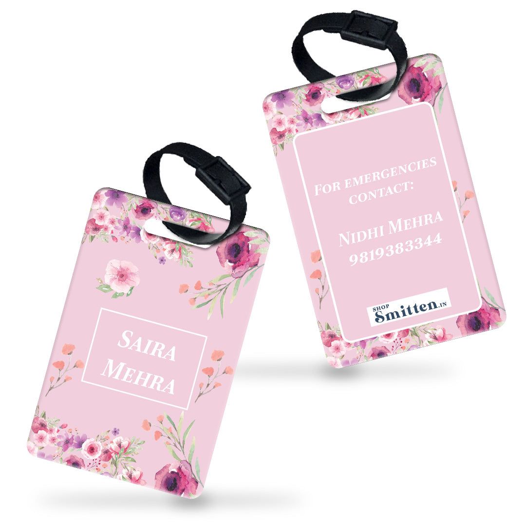 Floral Fiesta Bag Tag (kids)-Solid Pink