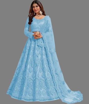 Apnisha Purple Net Unstitched Semi Stitched Lehenga Single