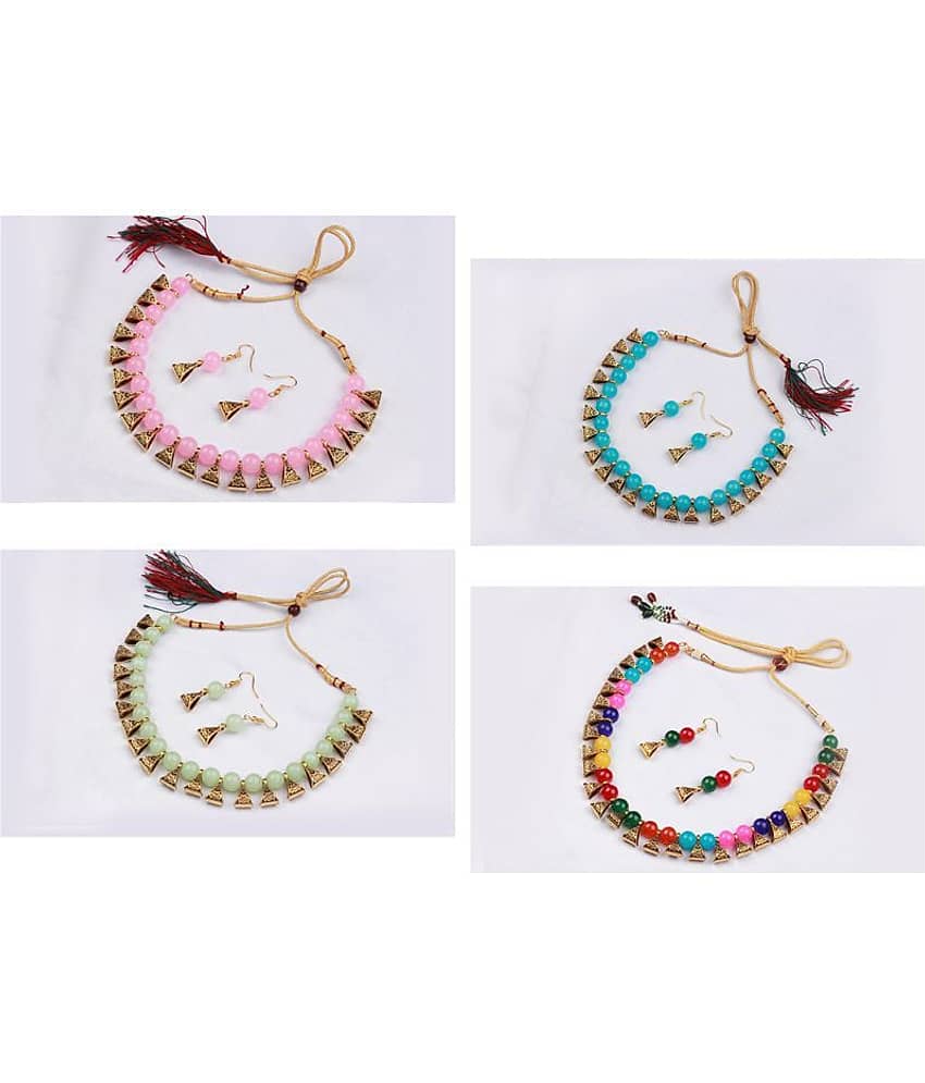 JFL - Jewellery For Less Multi Color Copper Necklace Set ( Pack of 4 )