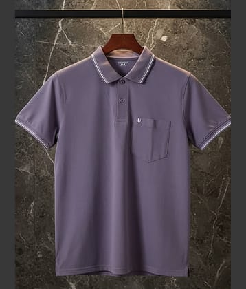 UNIBERRY Men Cotton Blend Regular Fit Solid Polo T Shirt ( Lavender )
