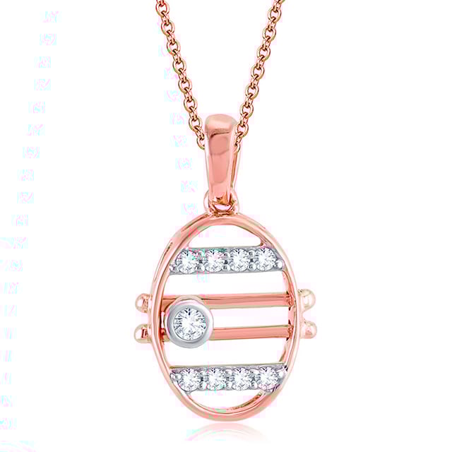 Senco Gold Lucky Oval Diamond Pendant (1.6 gram / 0.13 Ct / HI-SI / 18K Rose Gold)