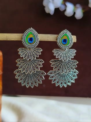 Navratri Dangler Earrings in Silver Charm | Sarichka