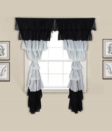 NUEVOSGHAR Single Door Semi-Transparent Rod Pocket Cotton Black Curtains ( 213 x 106 cm )