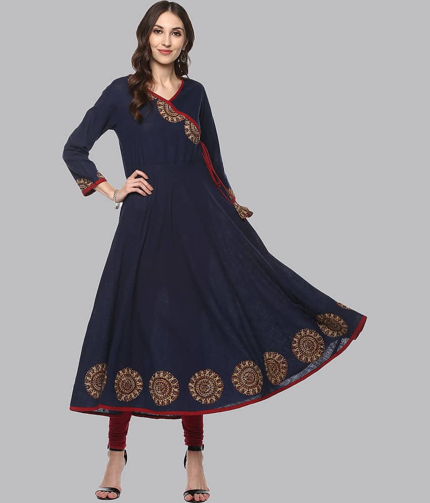 Yash Gallery - Multicolor Cotton Women's Angrakha Kurti ( Pack of 1 )