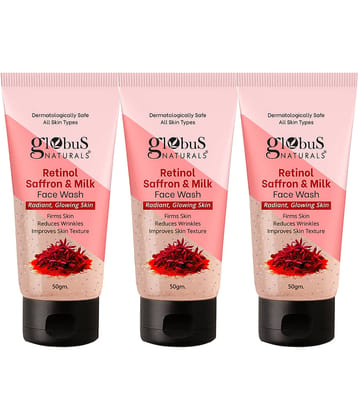 Globus Naturals Retinol Saffron & Milk Face Wash Radiant,Glowing Skin For,For All Skin Types,50Gm (Pack of 3)
