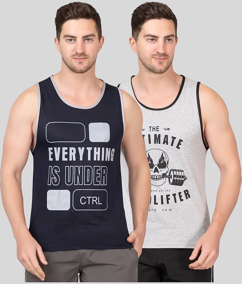 Looks United Pack of 2 Cotton Sleeveless vest For Men ( Multi )