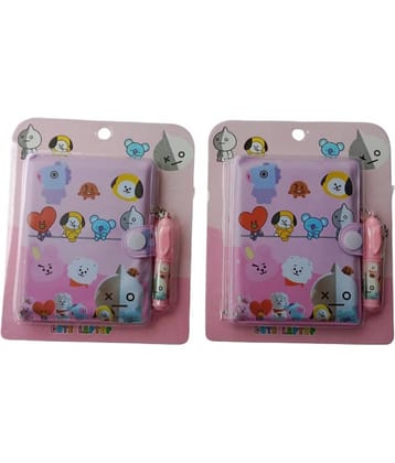 2400 YESKART- 2 SET PINK Diary with Pen in Different Design Cartoon Character Prints for Kids Birthday Return Gifts (Set of 2)