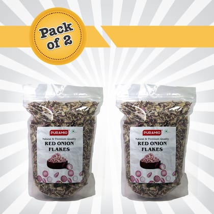 Puramio Red Onion Flakes For (Biryani/Gravies/Curries/Salads), 300 gm Each (Pack of 2)