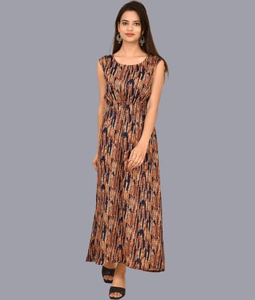 QuaClo Women Crepe Printed Fit & Flare Dress ( Multicolor )