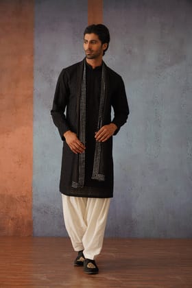 Saran - Black Patiyala Kurta Set with Dupatta-XS/34