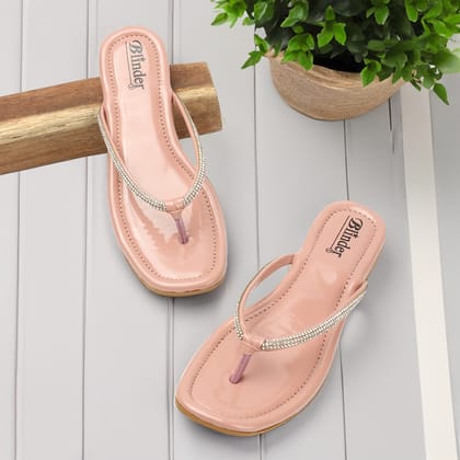 BLINDER Peach Slippers Flats 9