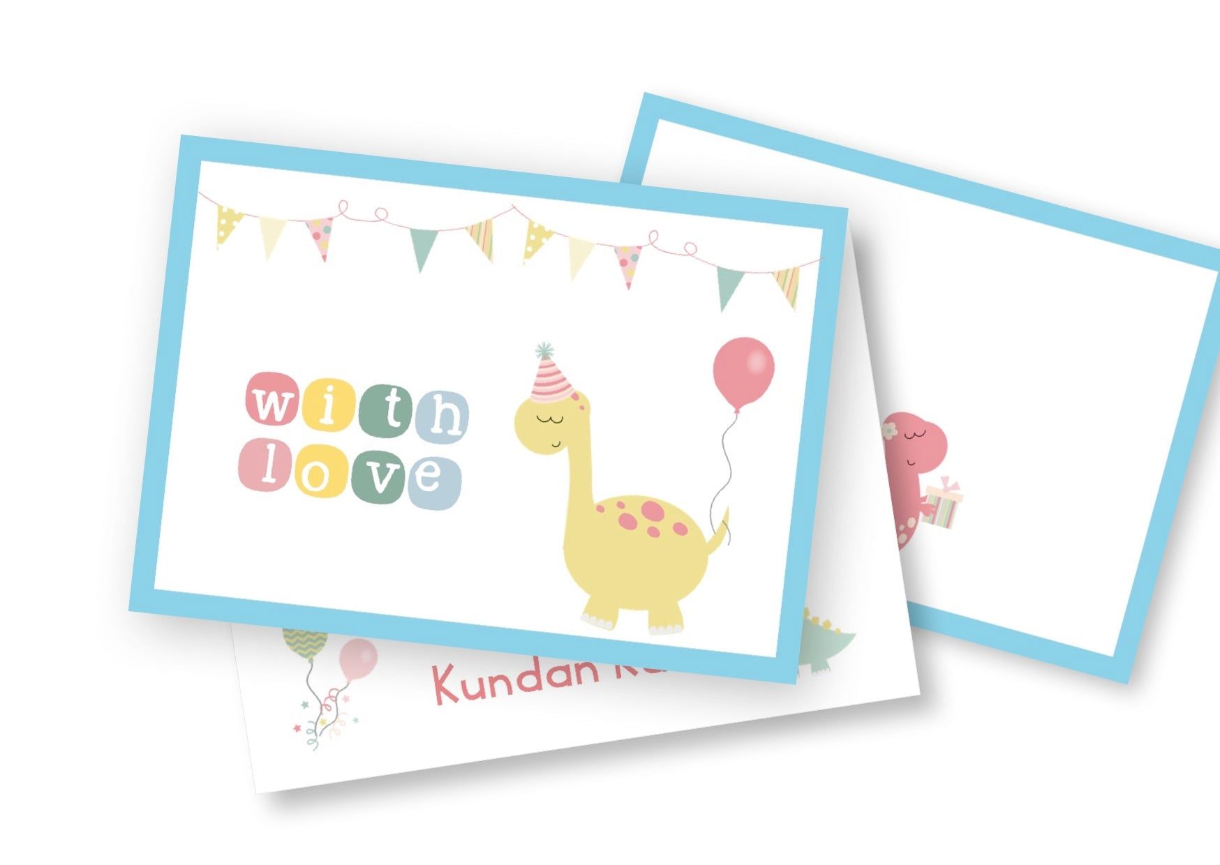 Personalised Folded Card - A Dino Party-Set of 25
