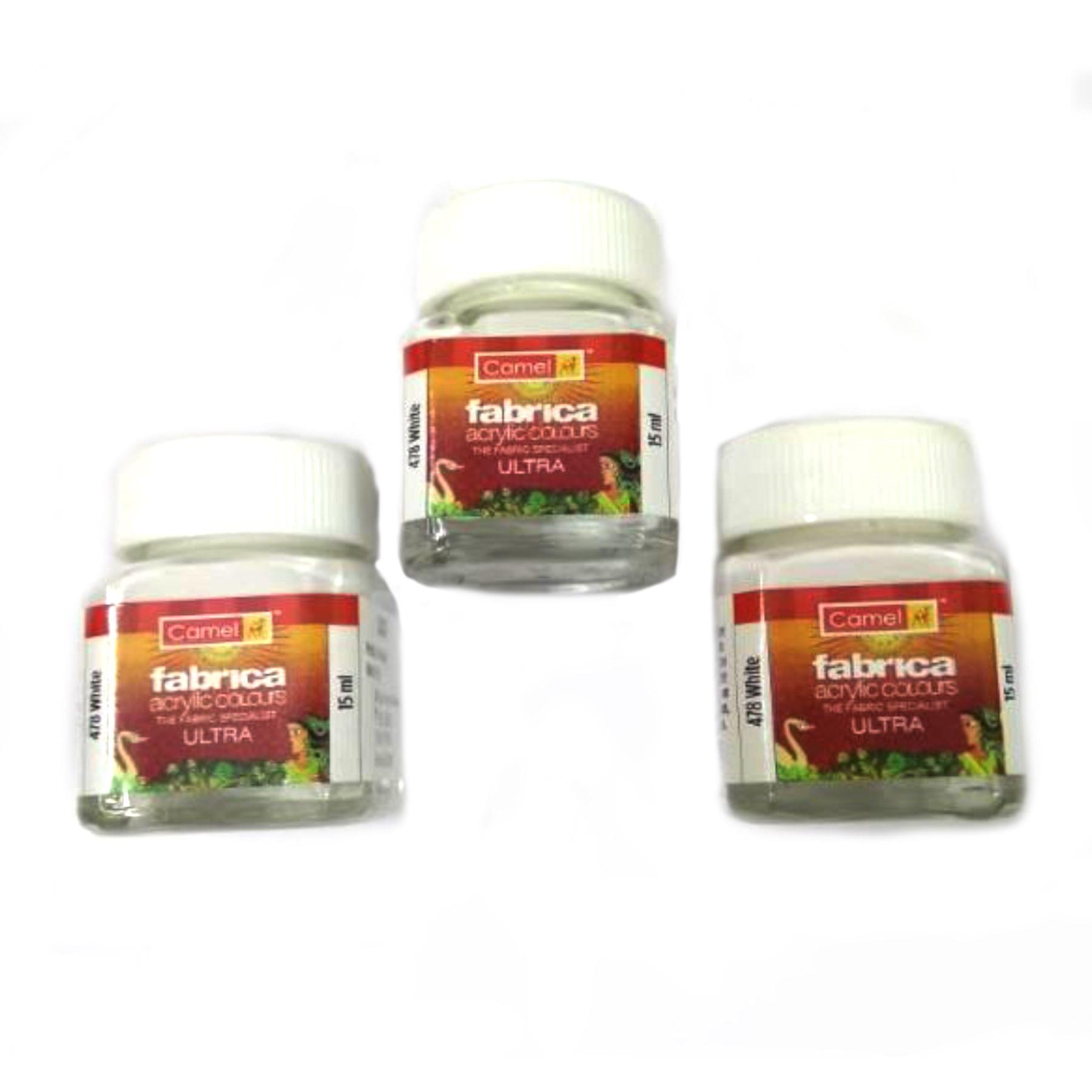 Camlin Kokuyo Fabrica Acrylic Color Ultra - White 478 - 15 ml - Combo of 3 pcs