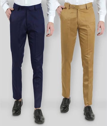 VEI SASTRE - Multicolored Polycotton Slim - Fit Men's Formal Pants ( Pack of 2 )