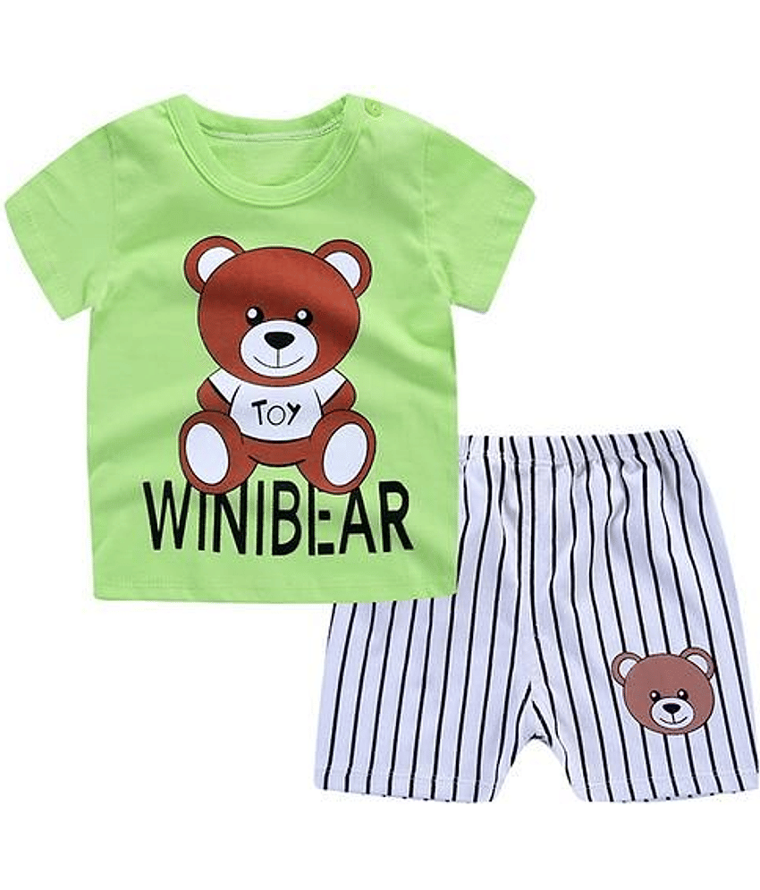 VELION Pack of 1 Unisex Cotton Blend T-Shirt & Shorts Set ( Green )