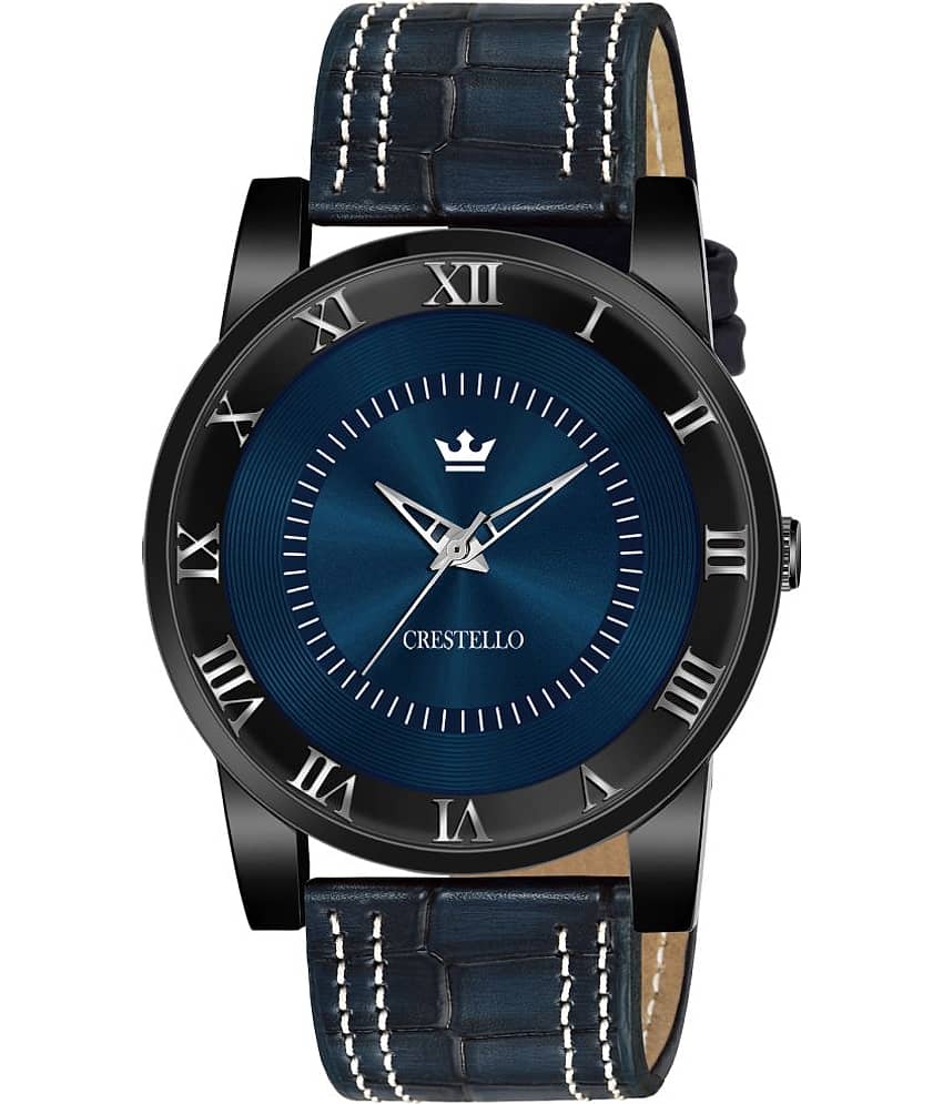 Crestello - Blue Leather Analog Men's Watch