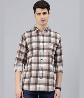 MAJESTIC MAN Cotton Blend Slim Fit Checks Full Sleeves Men's Casual Shirt - Brown ( Pack of 1 )