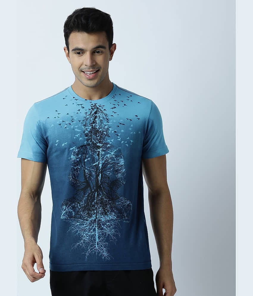 Huetrap Pack of 1 Cotton Regular Fit Men's T-Shirt ( Turquoise )