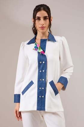 SIMPLYSHE formal shirt-White / Banana Crepe / XXS