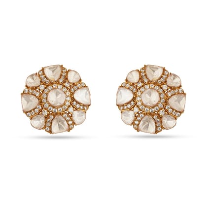 Kaheesha - Gold Plated Polki Stud Earrings
