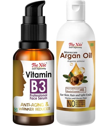The Nile Professional Vitamin B3 Face Serum + Moroccan Argan Oil 100 ML Face Serum 130 mL Pack of 2