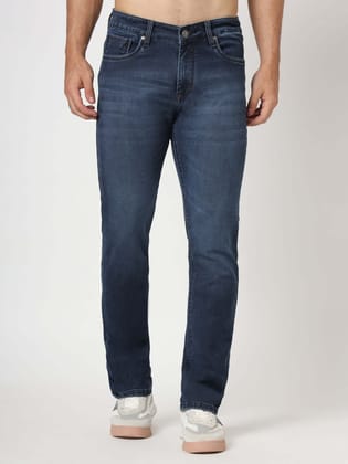 Premium Men'S Blue Mid Wash Relaxed Fit Jeans-34