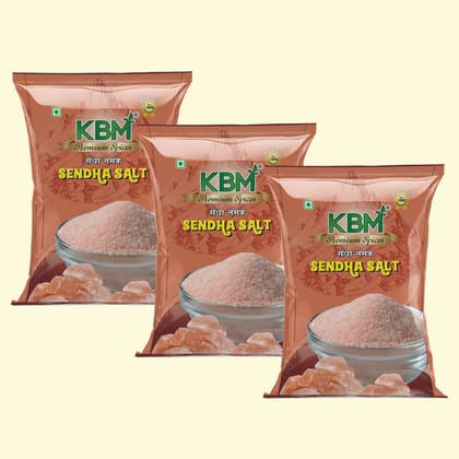 KBM Premium Spices Sendha Namak, 200 gm - Pack of 3 Pouch