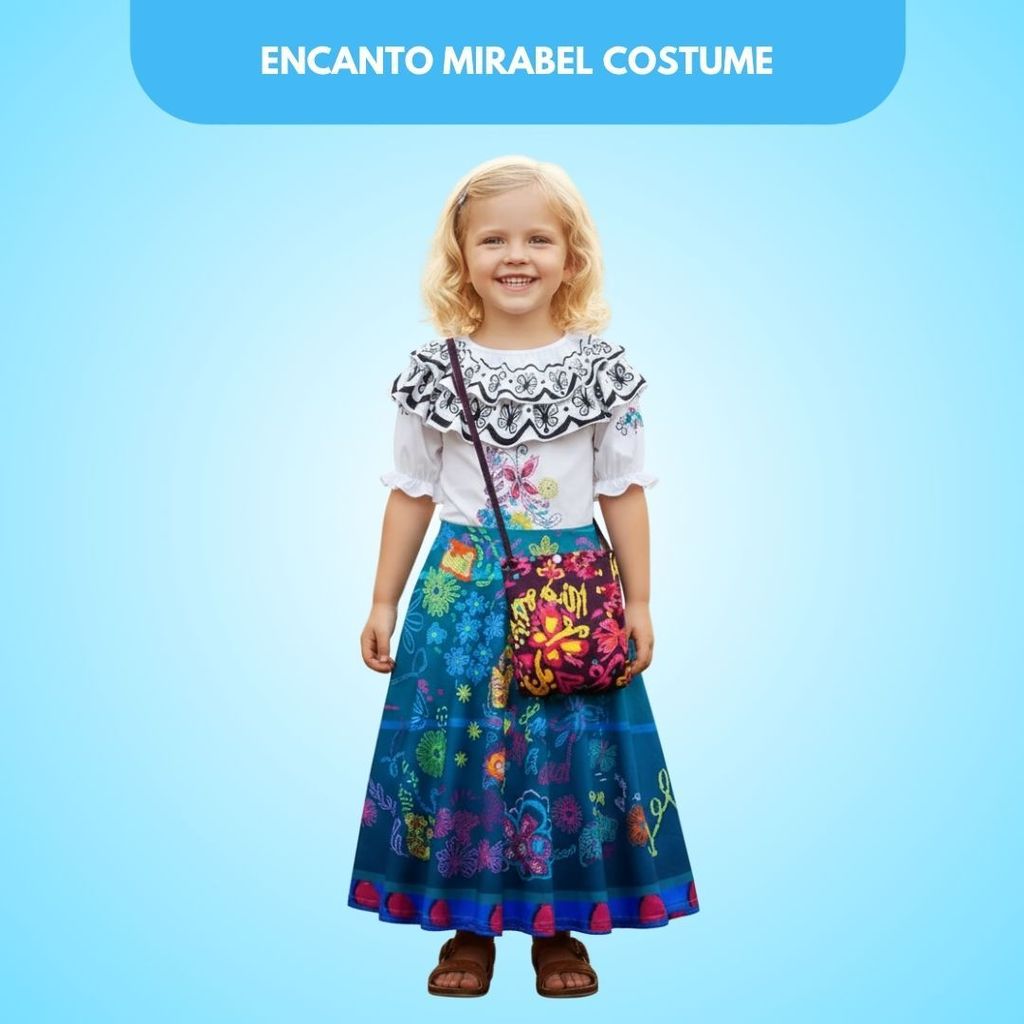Encanto Mirabel Isabella Fancy Costume w/Bag - Size L - Age 7 to 9 Years - Party and Festive Needs | Buy online on ZillyBuy
