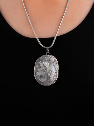 Harmony Mother Of Pearl Silver Bird Pendant