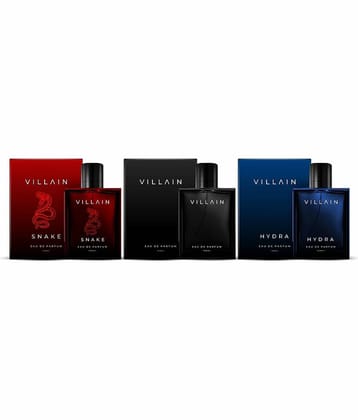 VILLAIN - CLASSIC 100ML, HYDRA 100ML & SNAKE 100ML Eau De Parfum (EDP) For Men 3 ( Pack of 3 )