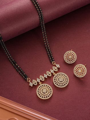 Gold Plated Zircon Studded Elegant Designer Mangalsutra Jewellery Set