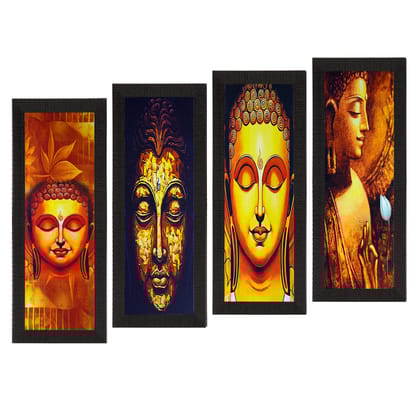 Set Of 4 Lord Buddha Satin Matt Texture UV Art Painting