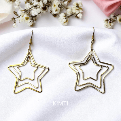 Gold-Plated Star Shaped Hoop Earrings