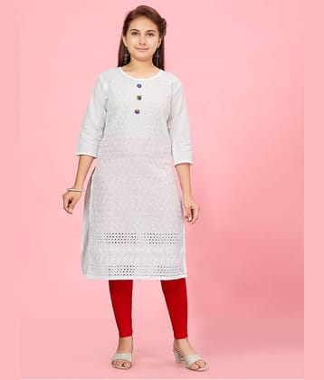 Aarika Girls Cotton Kurti Legging Set ( Pack of 1 , White )