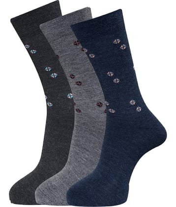 Dollar - Woollen Men's Self Design Multicolor Mid Length Socks ( Pack of 3 )