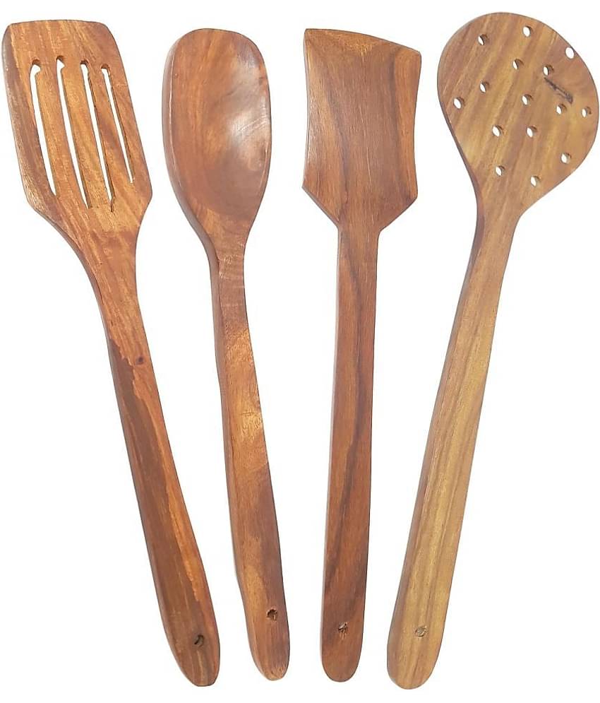 Buzykart - Brown Wood Spreader Spatula ( Pack of 4 )